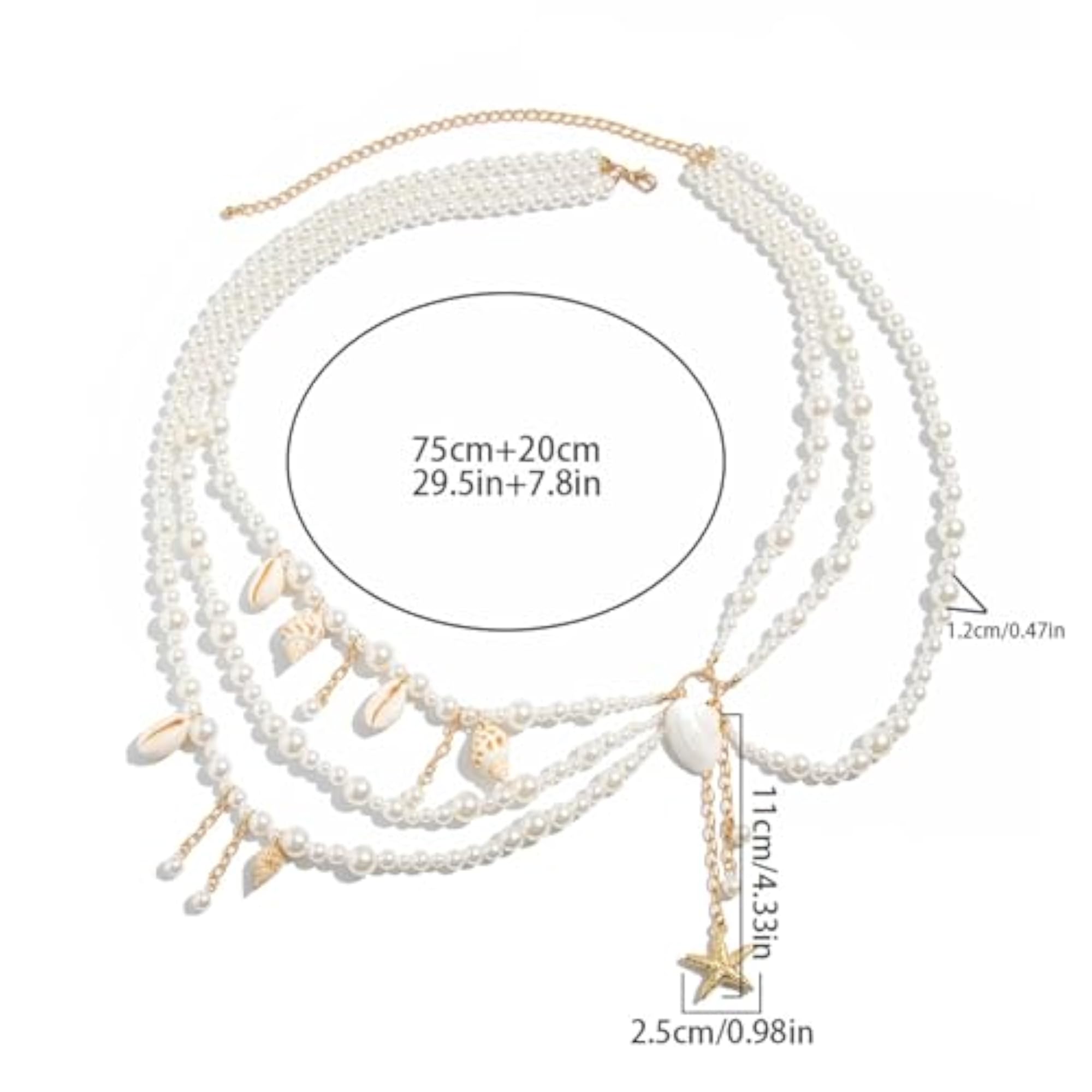 Women's Multi-layered Pearl Shell Conch Pendant Waist Chain, Beach Festival